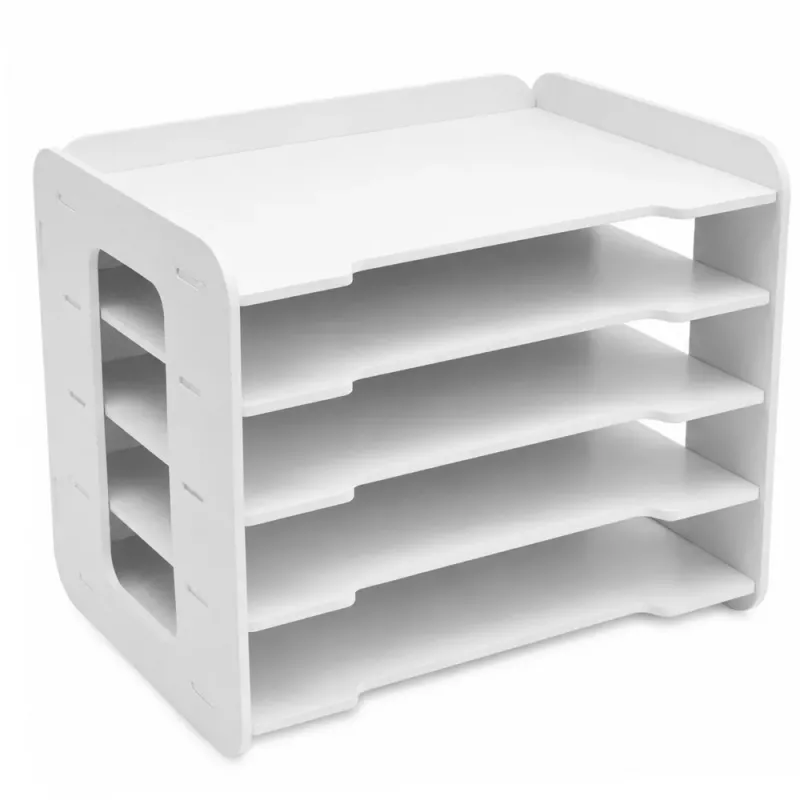 LEAN TOYS Organizer biurowy na biurko, drewniane półki na dokumenty A4, biały