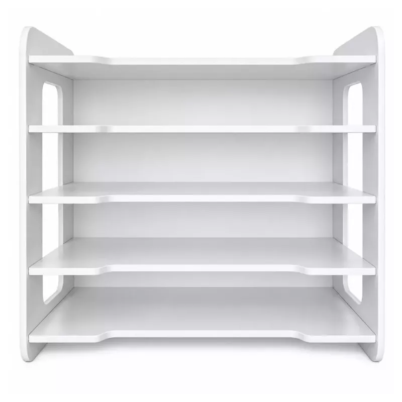 LEAN TOYS Organizer biurowy na biurko, drewniane półki na dokumenty A4, biały