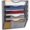 LEAN Metal Organizer for Documents and Newspapers, Wall Shelf, 5 Compartments, A4, Black