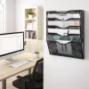 LEAN Metal Organizer for Documents and Newspapers, Wall Shelf, 5 Compartments, A4, Black