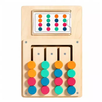 LEAN TOYS Drewniana Gra Logiczna Dopasowywanie Kolorów Puzzle z Wzorami 12szt