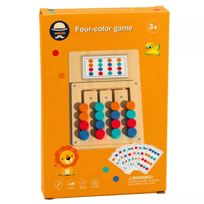 LEAN TOYS Drewniana Gra Logiczna Dopasowywanie Kolorów Puzzle z Wzorami 12szt