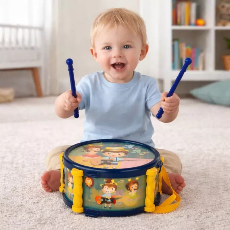 Zestaw instrumentów muzycznych LEAN TOYS dla dzieci: Bęben, Trąbka, Grzechotki, Pałeczki