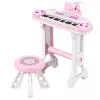 LEAN TOYS Elektroniczne Pianino Organy dla Dzieci z Stołkiem, Mikrofonem, MP3 - Różowy