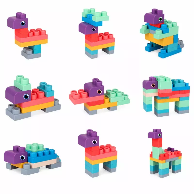 LEAN TOYS Miękkie Sensoryczne Klocki Konstrukcyjne w Torbie dla Dzieci, Kolorowe, 30 szt.