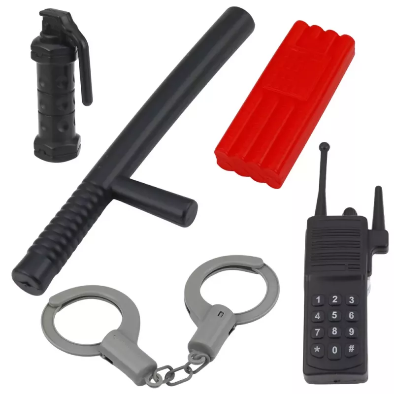 LEAN TOYS Zestaw policyjny Kamizelka Karabin Maska Walkie-talkie Akcesoria