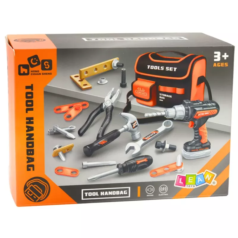 LEAN TOYS Zestaw narzędzi DIY w torbie Wiertarka i Wkrętarka 25 szt.