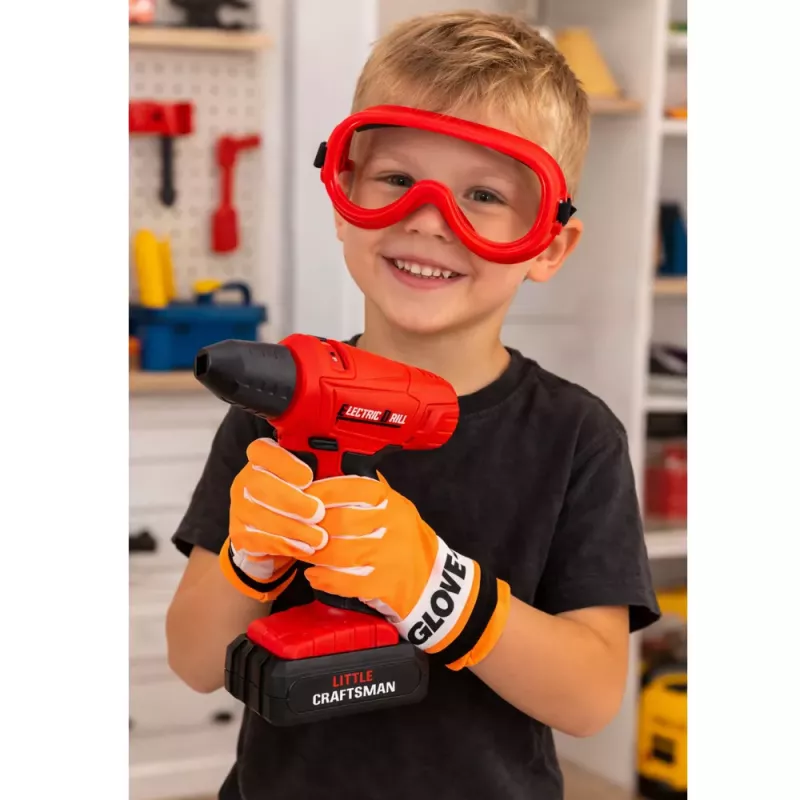 LEAN TOYS Duży zestaw narzędzi dla dzieci z bateryjnym wkrętakiem i szlifierką, 28 elementów