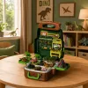 LEAN TOYS Zestaw Dinozaurów w Plecaku, Walizka, Figurki, Karty Edukacyjne, Akcesoria, 30 szt.