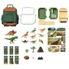 LEAN TOYS Zestaw Dinozaurów w Plecaku, Walizka, Figurki, Karty Edukacyjne, Akcesoria, 30 szt.