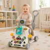 LEAN TOYS Interaktywny Edukacyjny Rower, Pchacz, Stolik, Hulajnoga 5 w 1 Szary