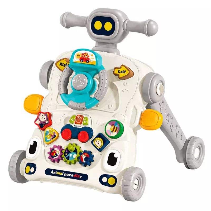 LEAN TOYS Interaktywny Edukacyjny Rower, Pchacz, Stolik, Hulajnoga 5 w 1 Szary