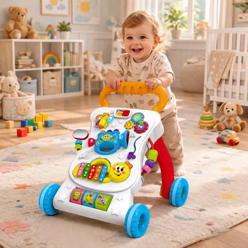LEAN TOYS Pchacz z panelem interaktywnym muzycznym 3w1 Dźwięki
