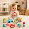 LEAN TOYS Zestaw grzechotek, gryzaków, zabawek dla maluchów, kolorowe, ruchome, 9 szt.