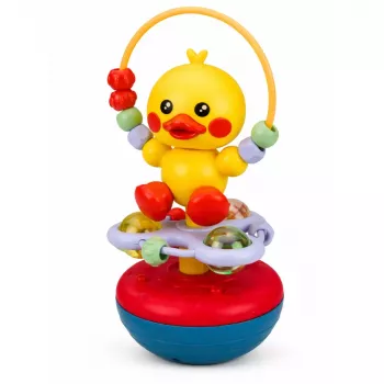 LEAN TOYS Wanka Stand Up Duck Edukacyjna Grzechotka Interaktywna z Dźwiękami Żółta