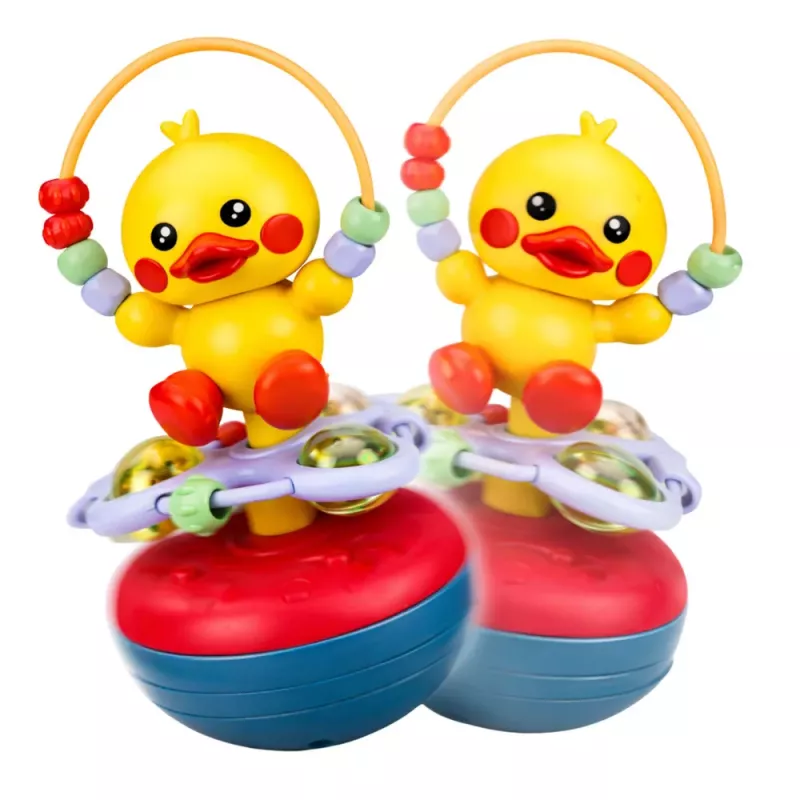 LEAN TOYS Wanka Stand Up Duck Edukacyjna Grzechotka Interaktywna z Dźwiękami Żółta