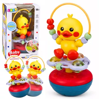 LEAN TOYS Wanka Stand Up Duck Edukacyjna Grzechotka Interaktywna z Dźwiękami Żółta