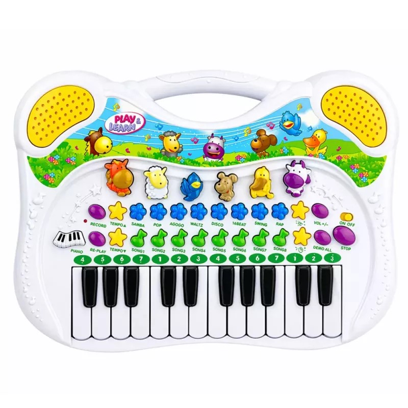 LEAN TOYS Interaktywne Edukacyjne Pianino dla Dzieci z Odgłosami Zwierząt i Melodiami
