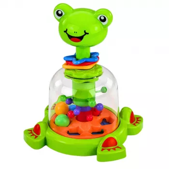 LEAN TOYS Interaktywna Żabka z Obracającymi się Piłeczkami dla Niemowląt