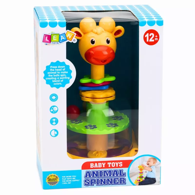 LEAN TOYS Interaktywny Bączek Żyrafa z Wirującymi Piłeczkami dla Niemowląt