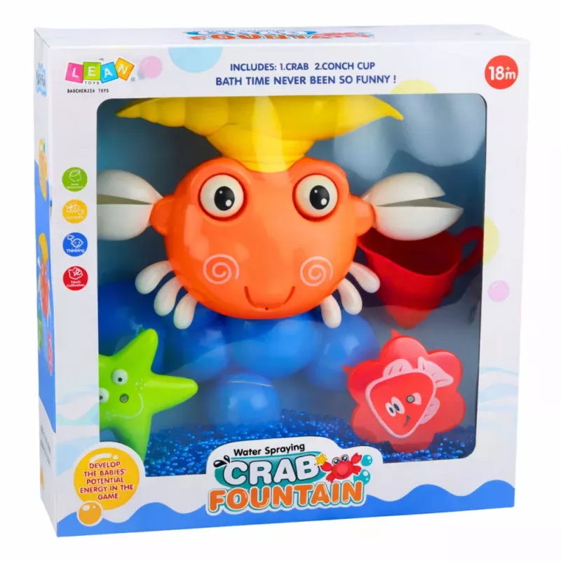 LEAN TOYS Crab Bath Set Fountain Interactive Toy with Suction Cups