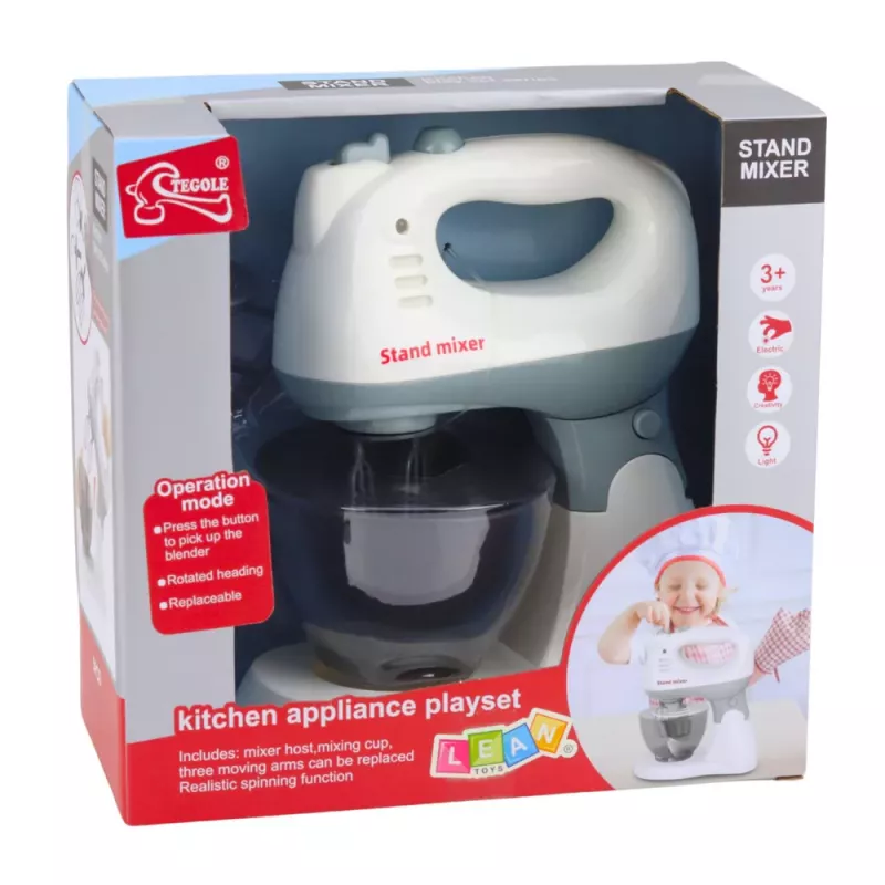 LEAN TOYS Robot Kuchenny dla Dzieci ze Stojakiem i Misą, Światła i Dźwięki