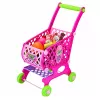LEAN TOYS Duży wózek sklepowy dla dzieci z akcesoriami spożywczymi, różowy, 52 cm, 46 elementów