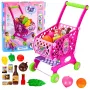 LEAN TOYS Duży wózek sklepowy dla dzieci z akcesoriami spożywczymi, różowy, 52 cm, 46 elementów