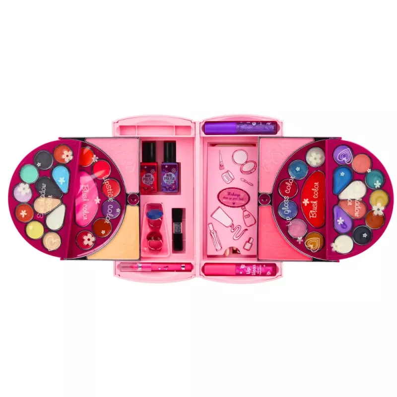 LEAN TOYS Beauty Set do Makijażu i Paznokci Kosmetyki Cienie do Powiek Lakiery do Paznokci Walizka