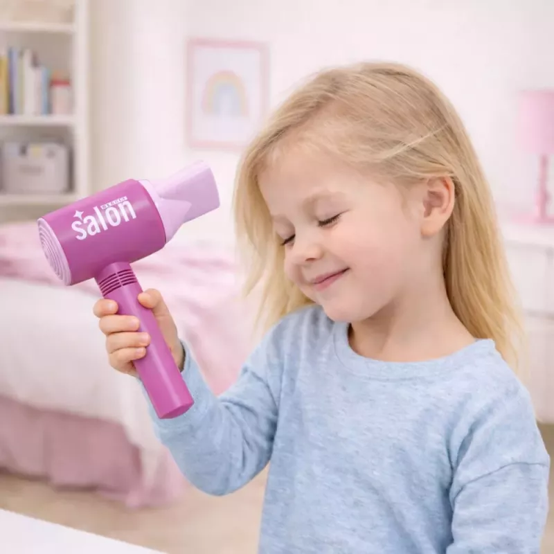 Zestaw Fryzjerski dla Dzieci LEAN TOYS - Zabawkowa Suszarka, Lustro, Grzebień i Akcesoria - Zestaw do Zabawy w Salon Piękności dla Dzieci 3+