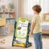 LEAN TOYS Dwustronna magnetyczna tablica kredowa i suchościeralna, zielona, 52 elementy