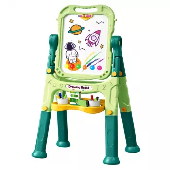 LEAN TOYS Dwustronna Magnetyczna Tablica Suchościeralna i Kredowa z Magnesami i Kredą, 48 szt.