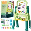 LEAN TOYS Dwustronna Magnetyczna Tablica Suchościeralna i Kredowa z Magnesami i Kredą, 48 szt.