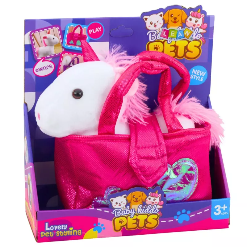 LEAN TOYS Pluszowy Jednorożec w Torbie, Biały, 25 cm