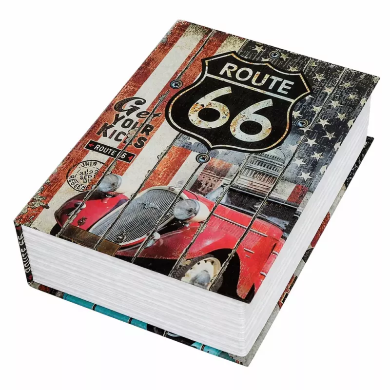 LEAN TOYS Sejf w Kształcie Książki z Kluczem Mała Kasetka Route 66 Duży