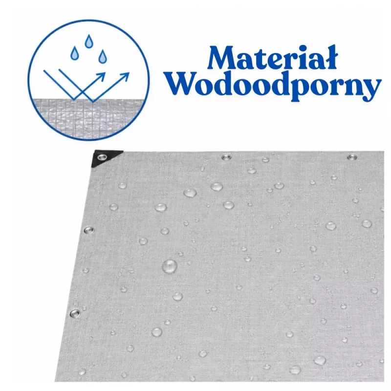 LEAN Plachta Wodoodporna Wzmocniona Ochronna Folia Przeciwdeszczowa Szara 2x4 M