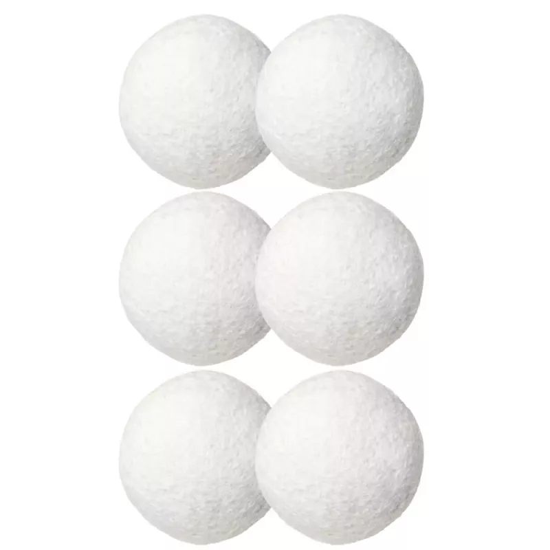 LEAN Natural Wool Tumble Dryer Balls Hypoallergenic White 7cm 6pcs