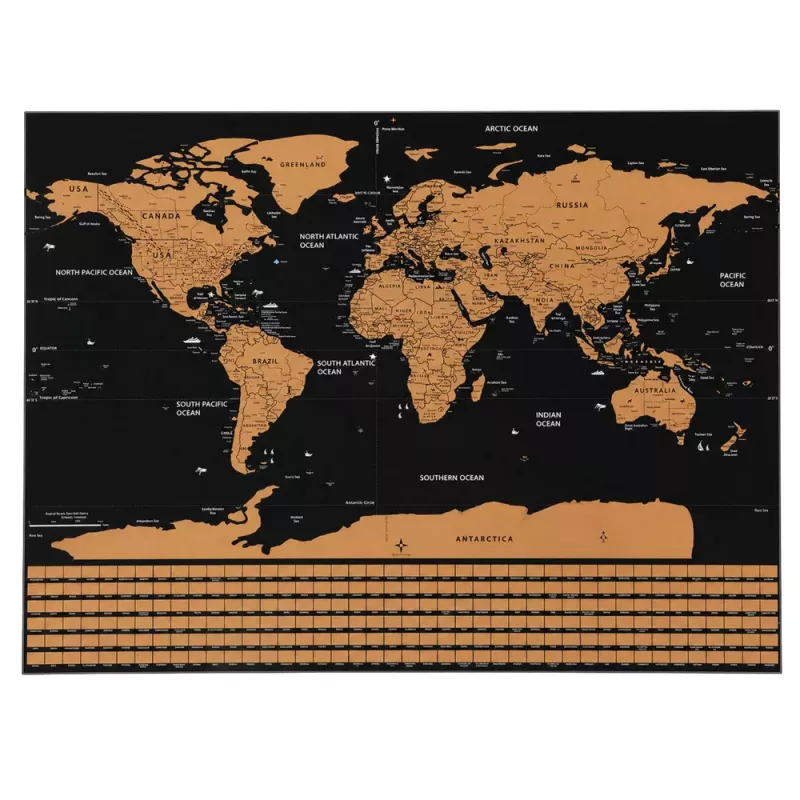 LEAN World Map Scratch Poster dla Podróżników 82 x 59 cm