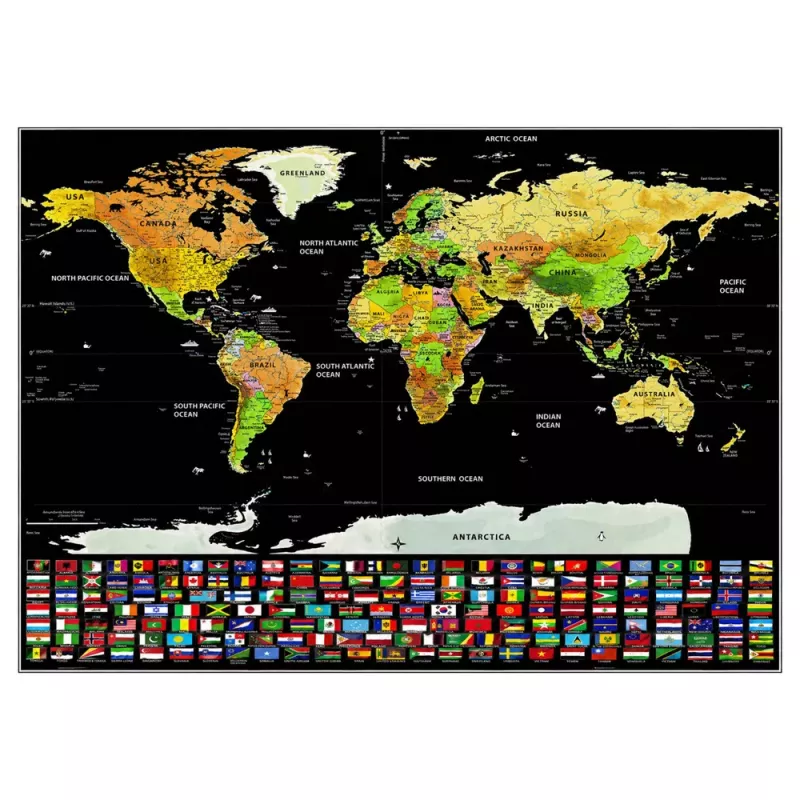 LEAN World Map Scratch Poster dla Podróżników 82 x 59 cm