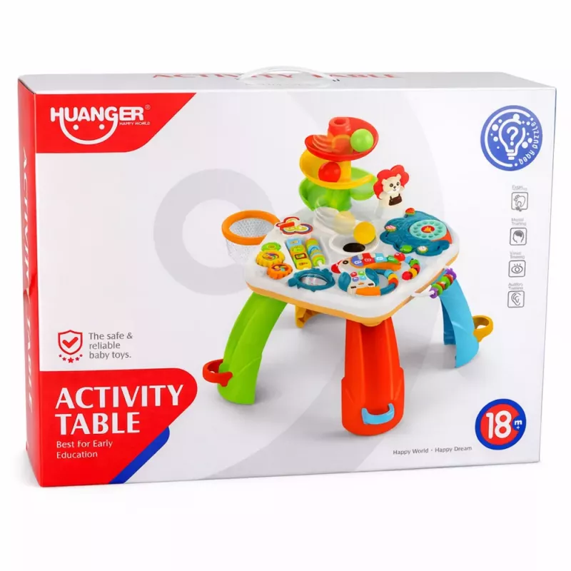 LEAN TOYS Stół Edukacyjny Interaktywne Pianino Zjeżdżalnia dla Piłek Ruchome El.