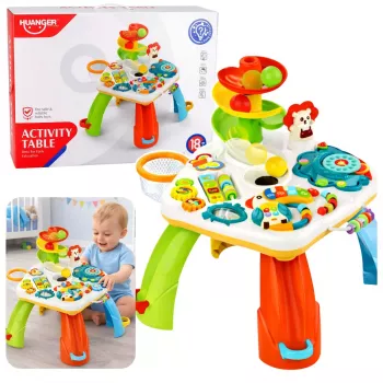 LEAN TOYS Stół Edukacyjny Interaktywne Pianino Zjeżdżalnia dla Piłek Ruchome El.