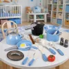 LEAN TOYS Zestaw naczyń kuchennych Garnki Patelnia Czajnik Akcesoria Niebieski 32 szt.