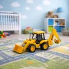 LEAN TOYS Koparka Ładowarka Spychacz Konstrukcyjny z Napędem, Światłami i Dźwiękami - Żółty