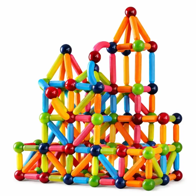 LEAN TOYS Zestaw magnetycznych klocków konstrukcyjnych Kreatywne kolorowe 166 szt.