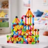 LEAN TOYS Zestaw magnetycznych klocków konstrukcyjnych Kreatywne kolorowe 166 szt.