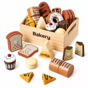 LEAN TOYS Drewniany Mini Zestaw Piekarniczy Chleb z Rzepem w Pudełku 10 szt.