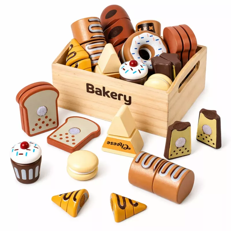 LEAN TOYS Drewniany Mini Zestaw Piekarniczy Chleb z Rzepem w Pudełku 10 szt.
