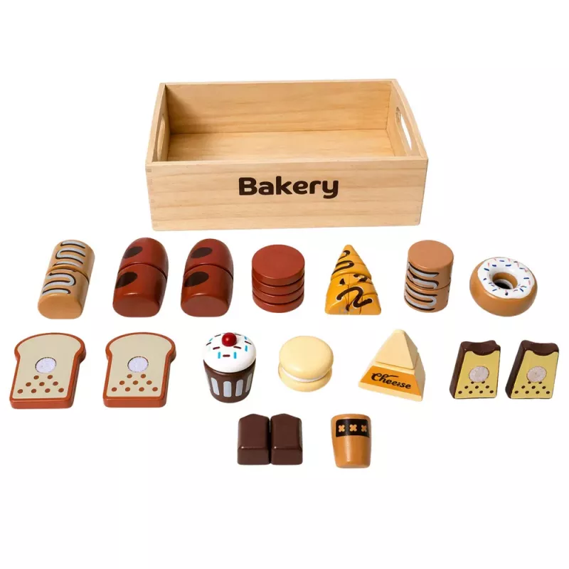 LEAN TOYS Drewniany Mini Zestaw Piekarniczy Chleb z Rzepem w Pudełku 10 szt.
