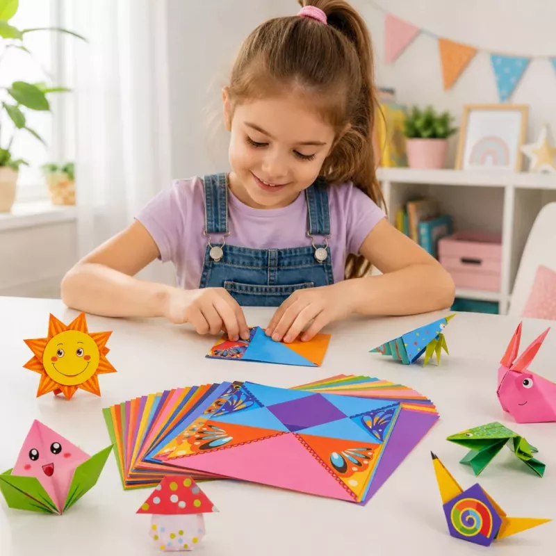 Zestaw Origami LEAN Kolorowy Papier Instrukcja 100 Arkuszy