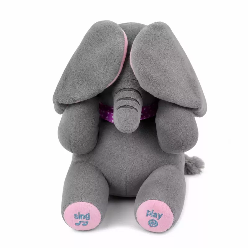 LEAN TOYS Pluszowy Interaktywny Słoń Porusza Uszami Gra Melodie Zabawa w A ku-ku